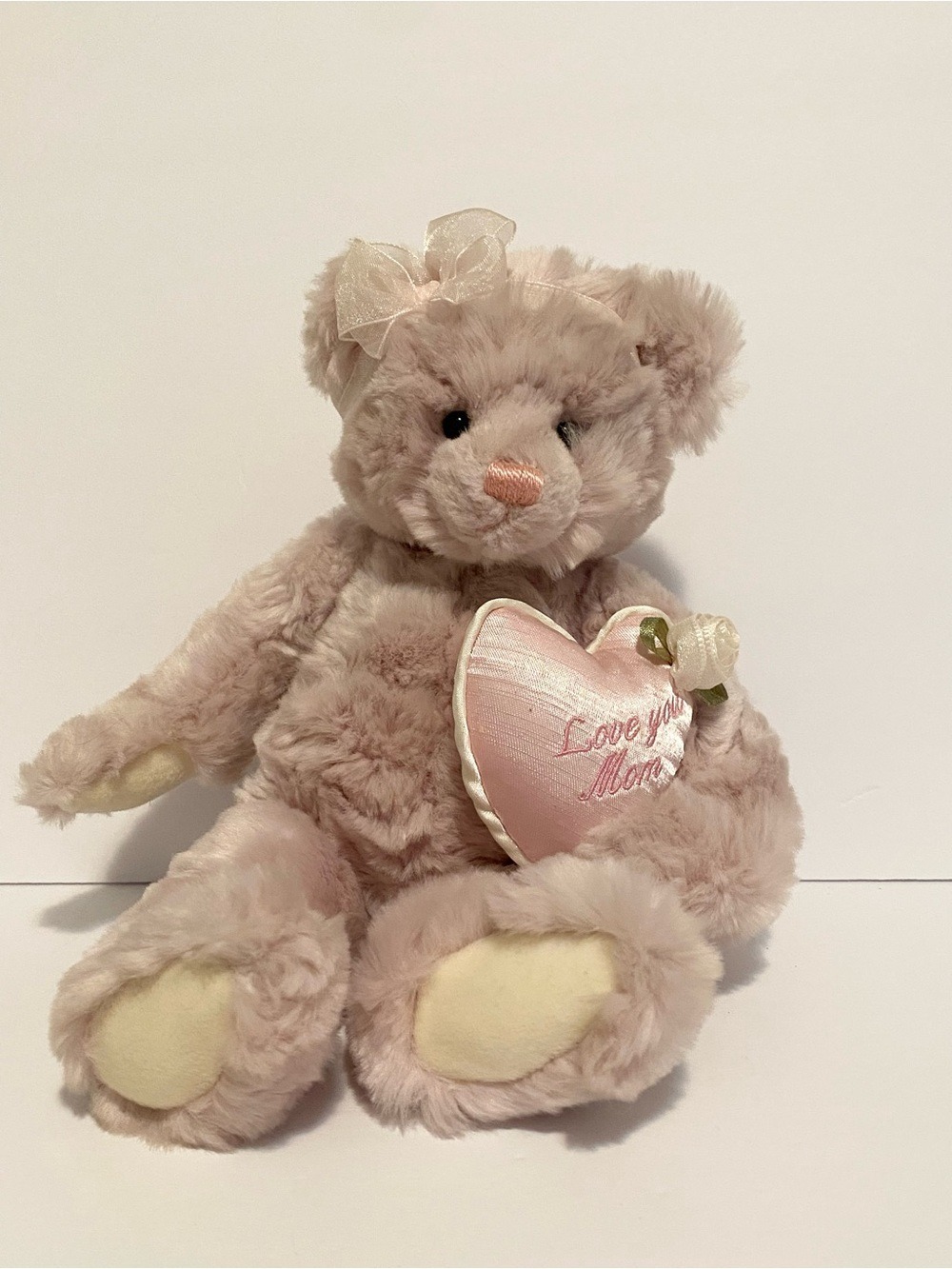 Gund Mom Pink Teddy Bear Plush Soft Heart I Love Mom Stuffed Animal Toy 11”